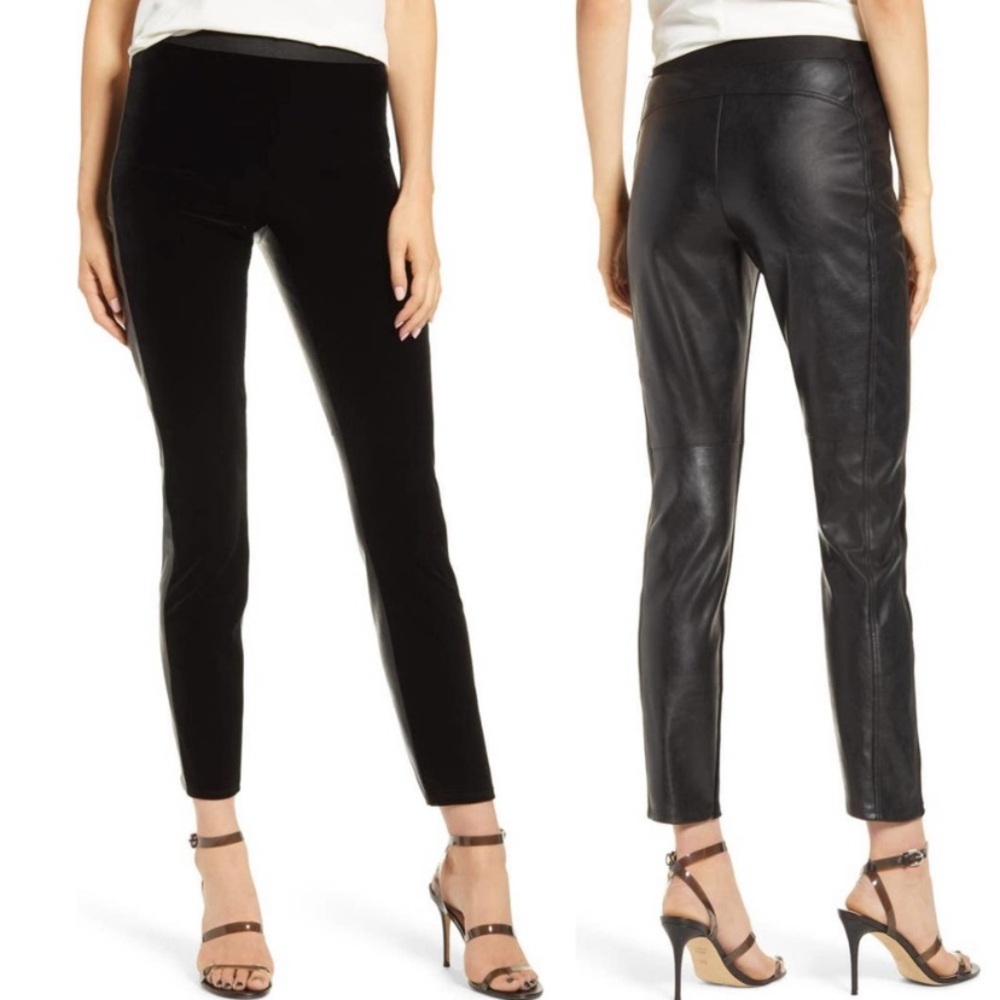 Bailey 44 Olivia Velvet Faux Vegan Leather Pull On Pant Black Size Large Legging